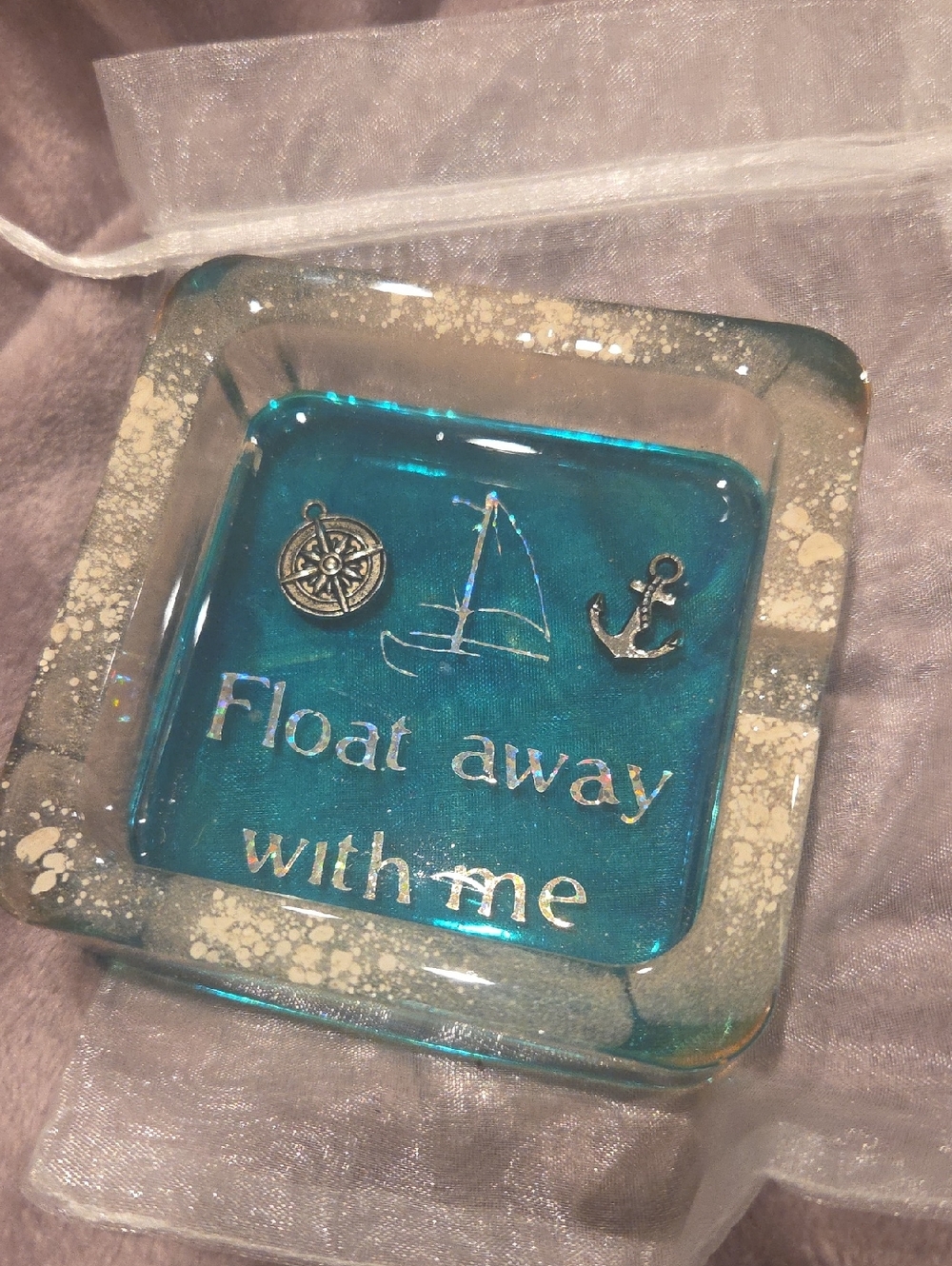 Float Away With Me Teal Mixed Media Home Art